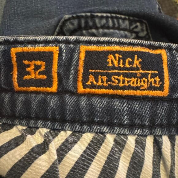 Rock Revival Nick All-Straight Jeans Men’s Size 32 Blue Distressed Denim Embroid - Picture 5 of 8